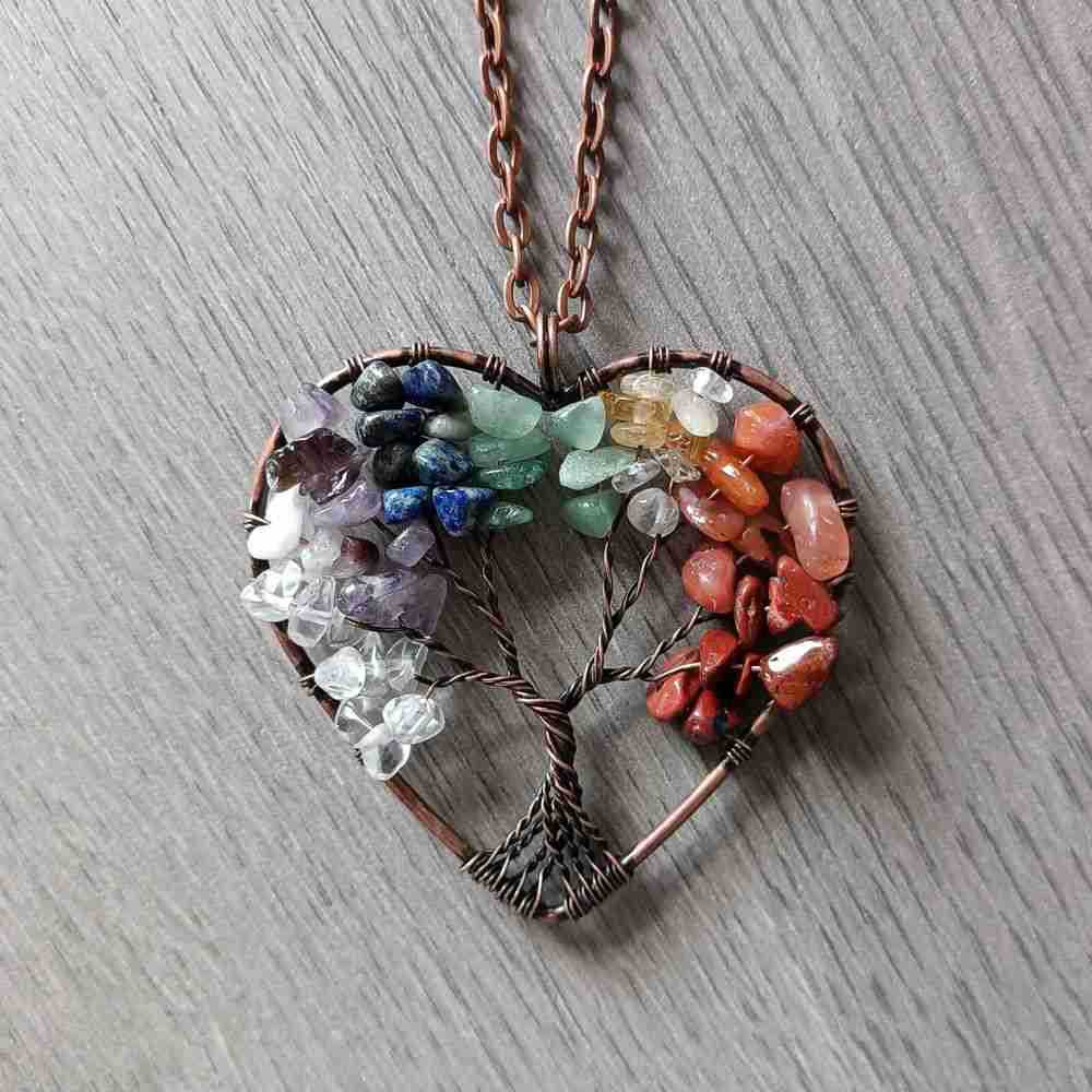 Simple Style Tree Heart Shape Artificial Crystal Beaded Handmade Womenu0027S Pendant Necklace 1 Piec