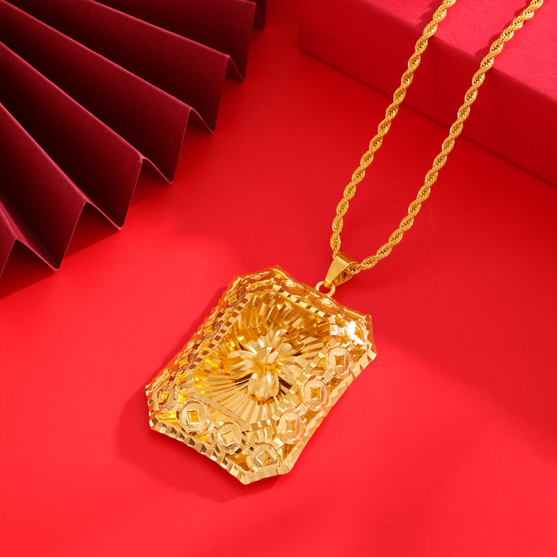 Vietnam oro flor collar hombres y mujeres de la etiqueta gran flor colgante retro estilo colgante chapado en oro hueco ventas directas de la fábrica