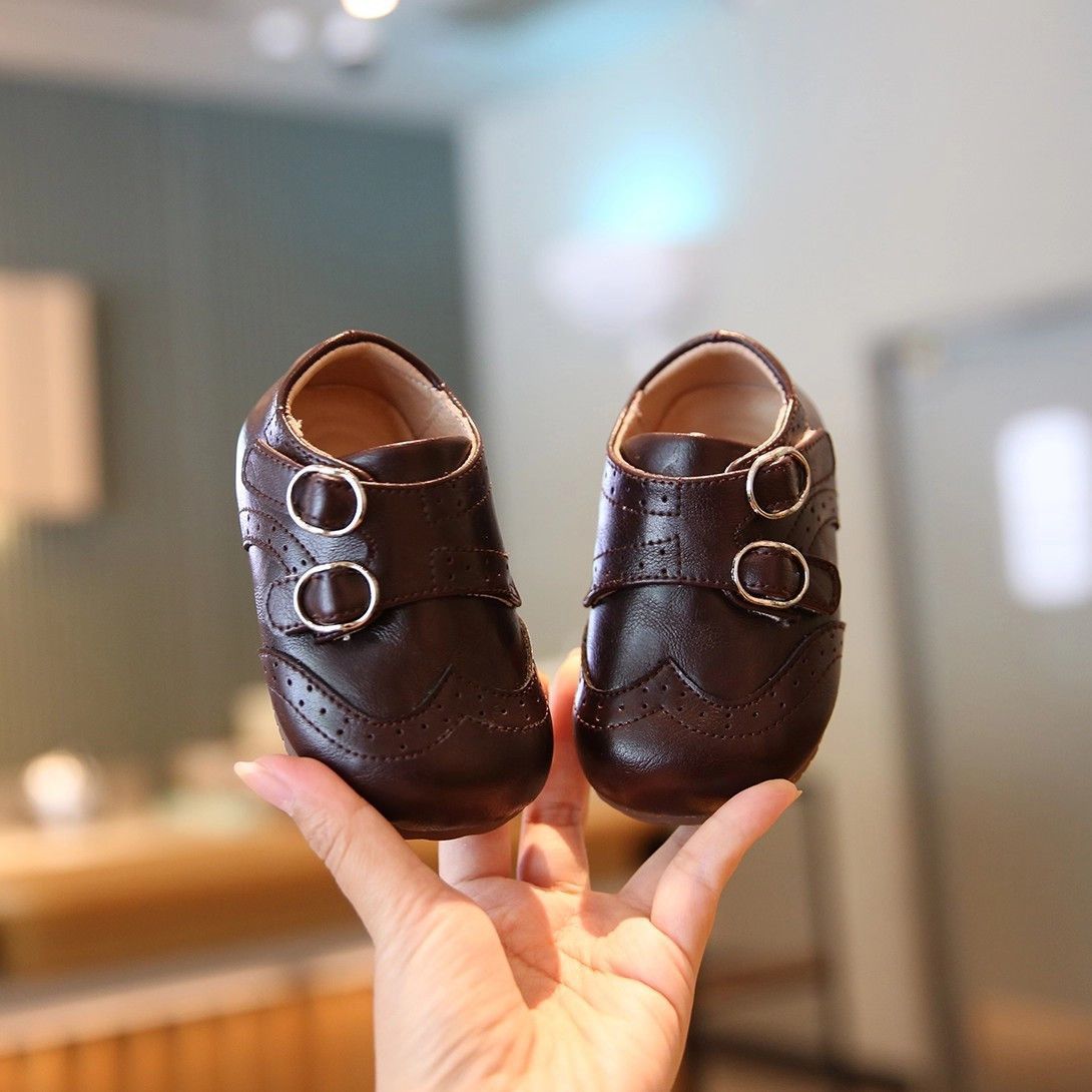 Kinderlederschuhe mit weicher Sohle, rutschfest, schwarze Freizeitschuhe für Jungen und Mädchen im britischen Stil, Frühling/Herbst_voghion.com