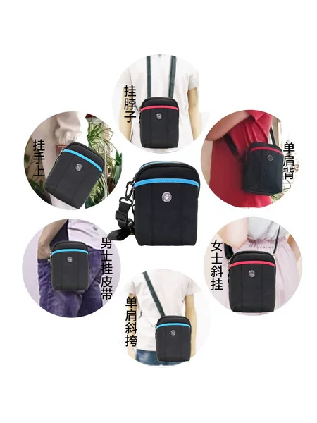 Casual and Fashionable Polyester Waist Bag for Outdoor Commuting and Construction Site Use, Men's Cross-Body Multi-Functional Waterproof Mobile Phone Waist Bag