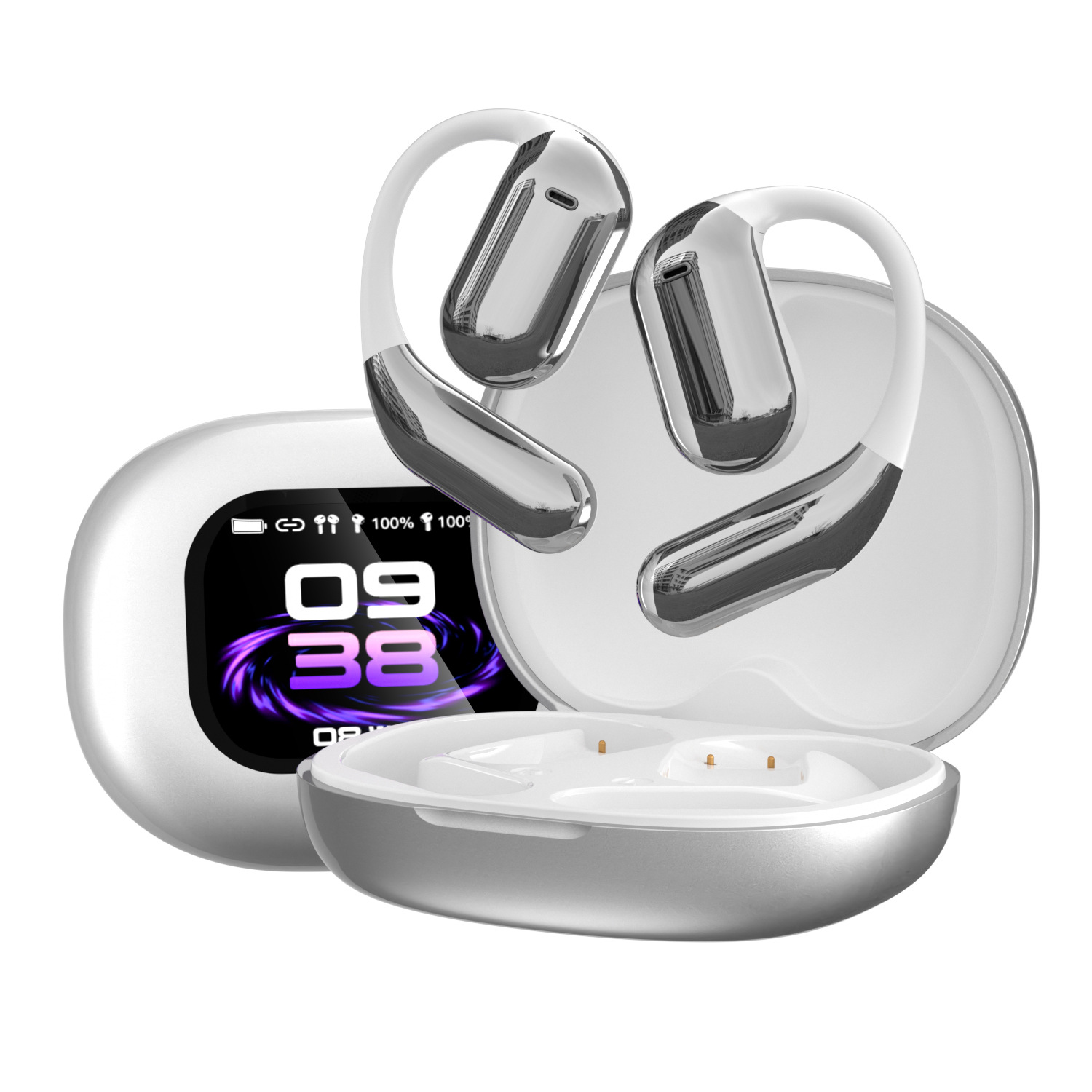 Auriculares Bluetooth A9 Pro con Pantalla V8 — Cancelación de Ruido ANC, Estuche Deslizante