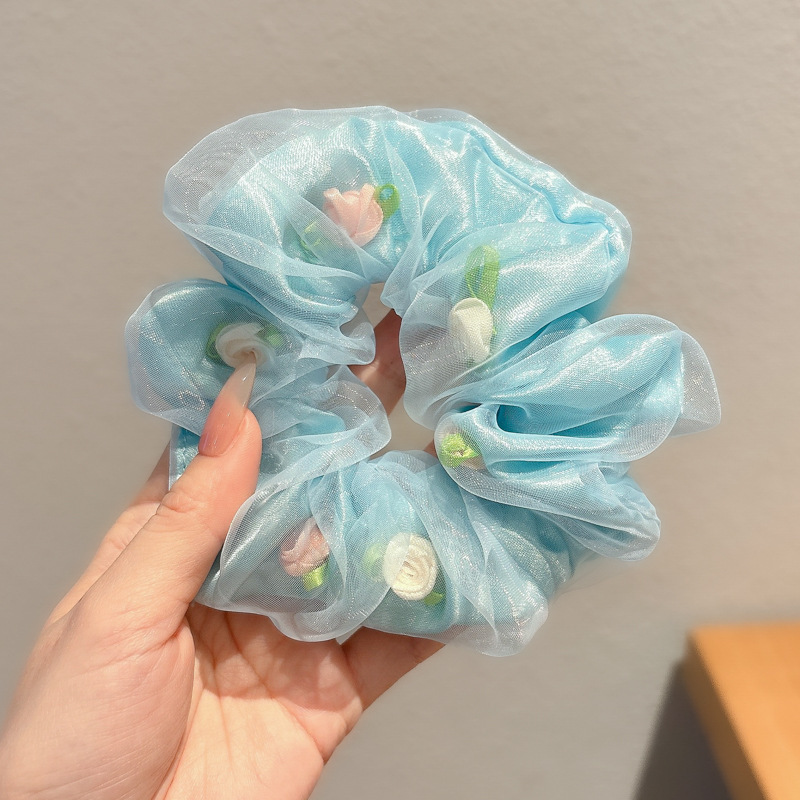 法式文艺~复古甜美方巾大肠发圈女高级感超大号马尾头绳发 饰头饰|undefined
