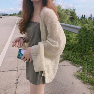 Foreign Trade Women's Clothing Cross-Border Chic Style Loose Thin Long-Sleeved Cut Out Knitwear Summer Versatile Sun Protection Shirt Cardigan for Women