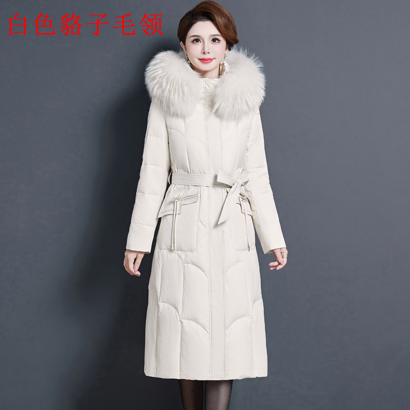 화이트 너구리 모피 칼라