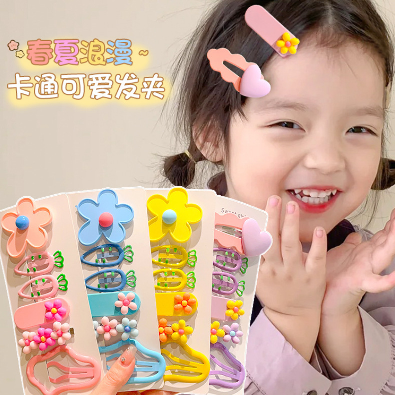 2024 nuevo clip de cabello de nubes para niños color caramelo lindos flores huecas clip de cabello BB clip de cabello de niñas adornos de cabello de frente