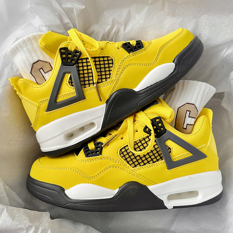 Zapatos de cojín de aire, zapatos de nicho de hombre, zapatos de moda de verano, zapatos de baloncesto amarillos de suela gruesa