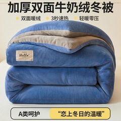 被子牛奶绒冬季棉被双面10斤冬被法兰绒加厚保暖冬天被芯跨境褥子