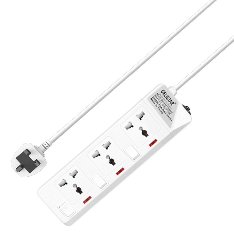 跨境万能通用插线板家用电源插座3位分控多开关多功能插排排插