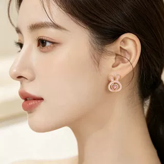 软萌镂空小兔子耳钉女小众设计感少女心耳环清新减龄日常通勤耳饰