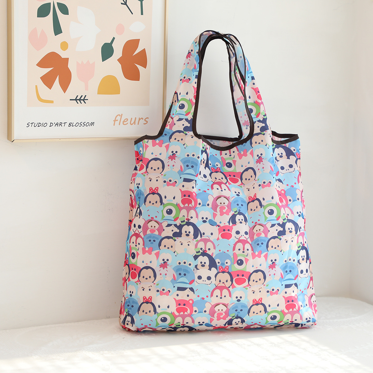 Dibujos animados lindo coolomi gran capacidad bolsa de protección del medio ambiente portátil plegable supermercado bolsa de compras bolsa de tela ligera bolsa de hombro