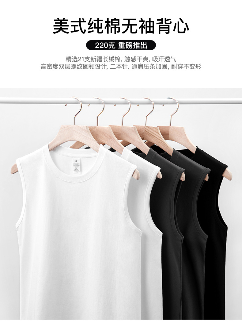 A popular fitness sports vest on Douyin, a loose round-neck waistcoat for men, with sleeveless T-shirts and pure cotton top pic 3