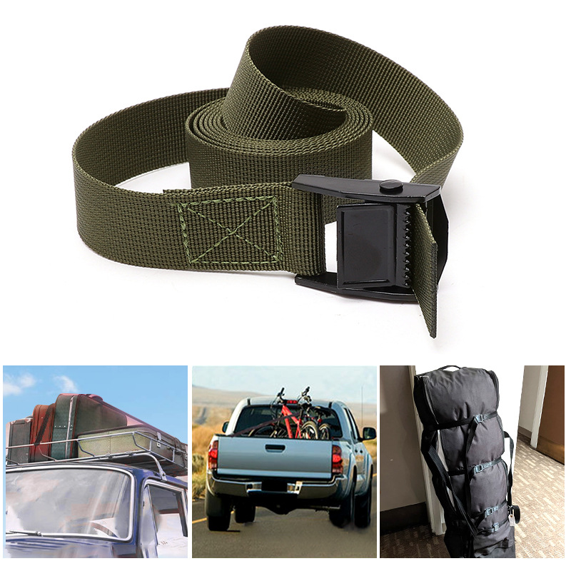 Army Green Zinc Alloy Buckle Tie-Down Strap Truck Motorcycle Bike