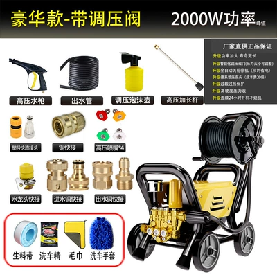 Portable Car Brush Pump High Pressure — Car washing machine - standard-luxury-model-2000w-15m-wire-tube-long-gun-high-pressure-nozzle-all-copper-connection