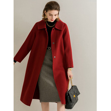 廠家批發高支羊毛外套中長款2022新款時尚簡約雙面羊絨大衣女有貨