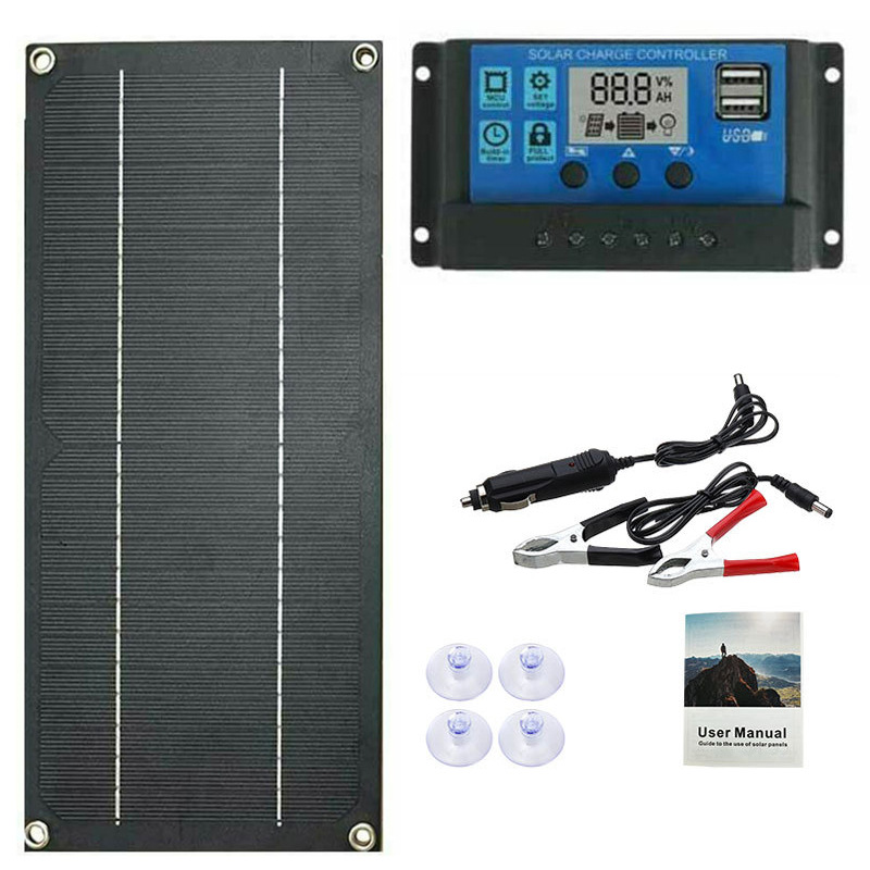 6W太阳能电池板电池控制器套件 户外露营徒步手机充电器电池充电