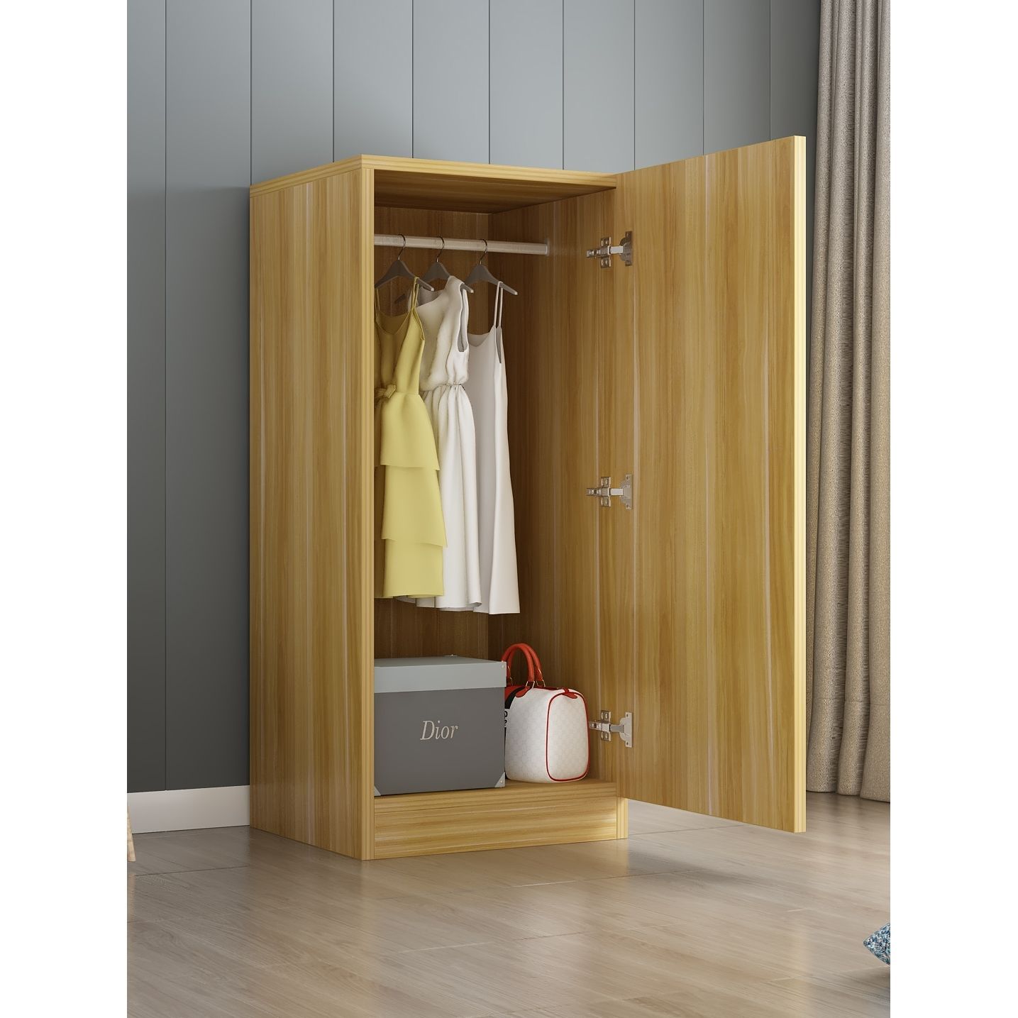 Simple Wardrobe Economical Double-Door Storage Cabinet Bedroom Rental Room Simple Modern Double-Layer Assembled Large Wardrobe
