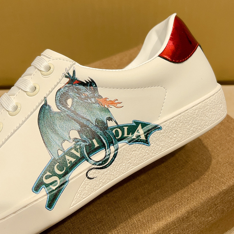 Koreanische Sneaker mit Print, lässige Sneaker mit Feuerdrachen-Motiv, trendige, atmungsaktive Sommerschuhe, Herren-Sportschuhe_voghion.com