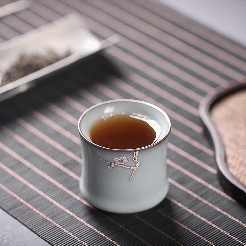 Horno oficial celadón taza de té de cerámica solo maestro taza individual pieza abierta nutritiva taza de té Kung Fu juego de té taza