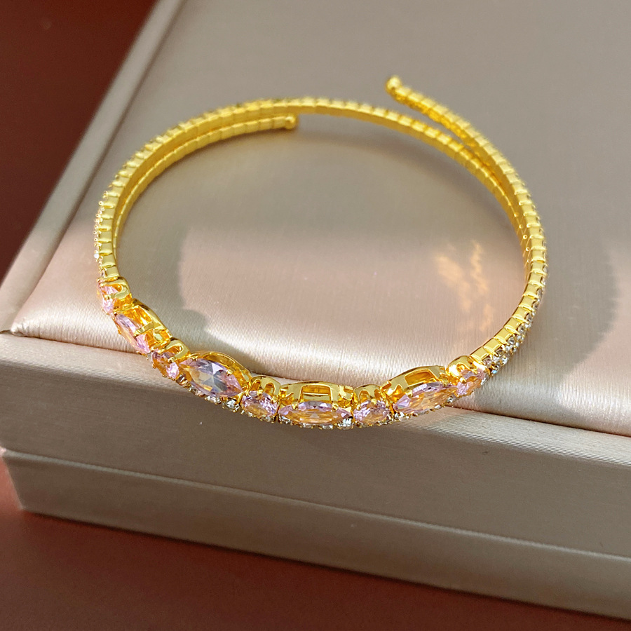 Diamantes arroz redondo geométrico pulsera elástica de doble capa temperamento pulsera de moda de alta calidad lujo ligero nicho joyería al por mayor
