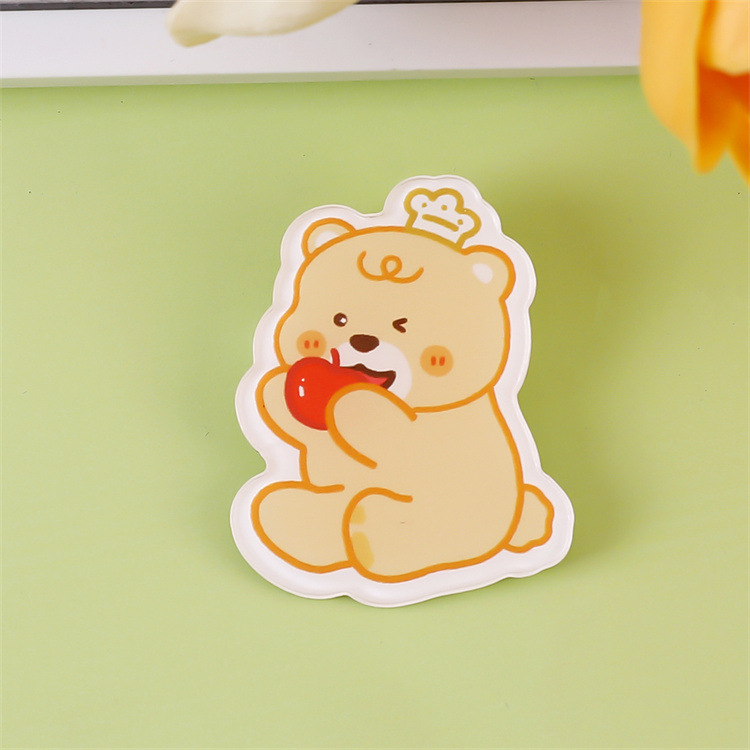 クリームイエローベアアクリルブローチかわいい漫画バッジペンダントスクールバッグペンダント装飾小物アクセサリーカスタマイズ|undefined