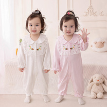 新生宝宝纯棉连体衣2025春季婴儿连身哈衣长袖爬服春秋女童装3553
