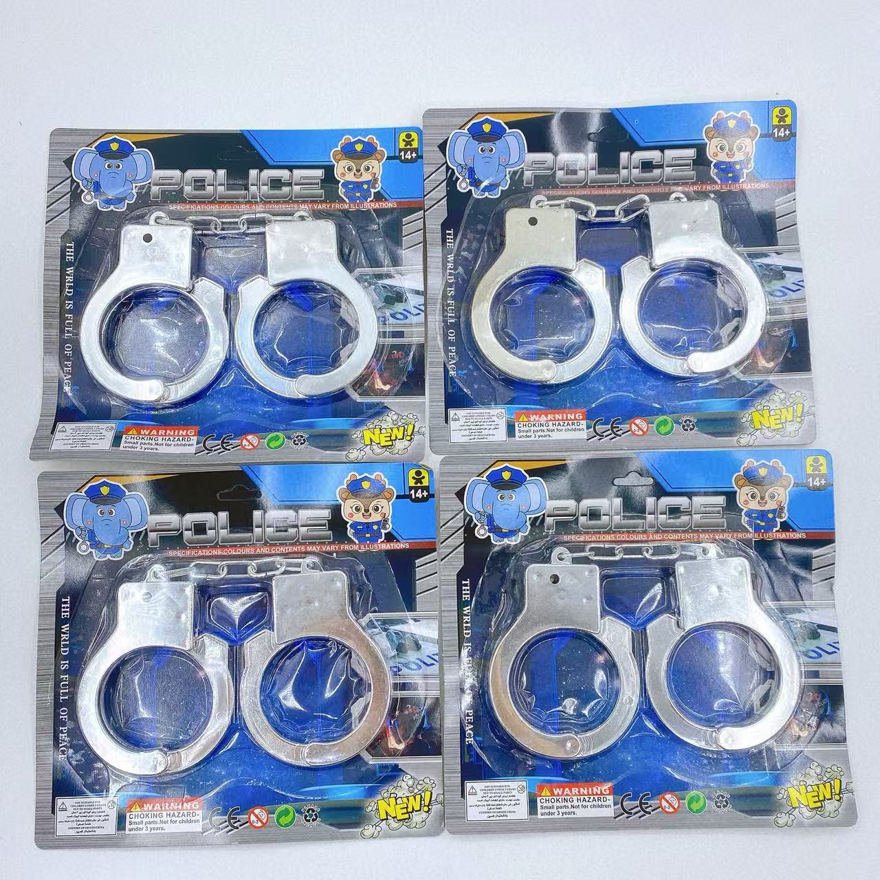 Juguetes para niños esposas de plástico plateado accesorios caseros simulación modelo de juego de rol juguetes al por mayor 2 yuanes