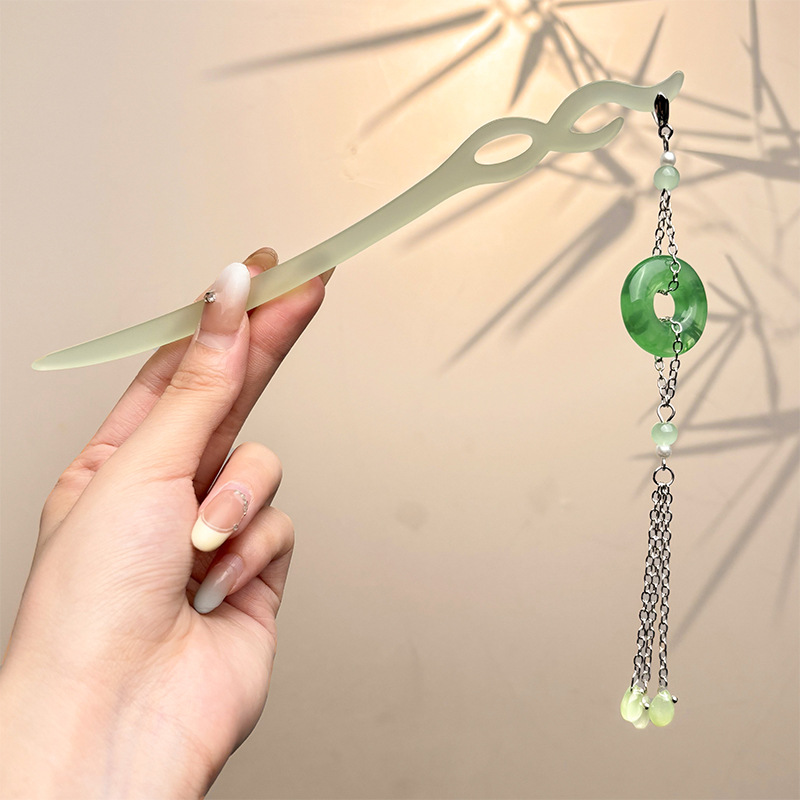 Retro simple nicho de alta estética oriental diseño de cabello de flores de frascos de estilo antiguo cabello