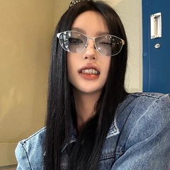 美式复古金属框浅蓝色猫眼墨镜高级感辣妹Y2K太阳眼镜防紫外线潮