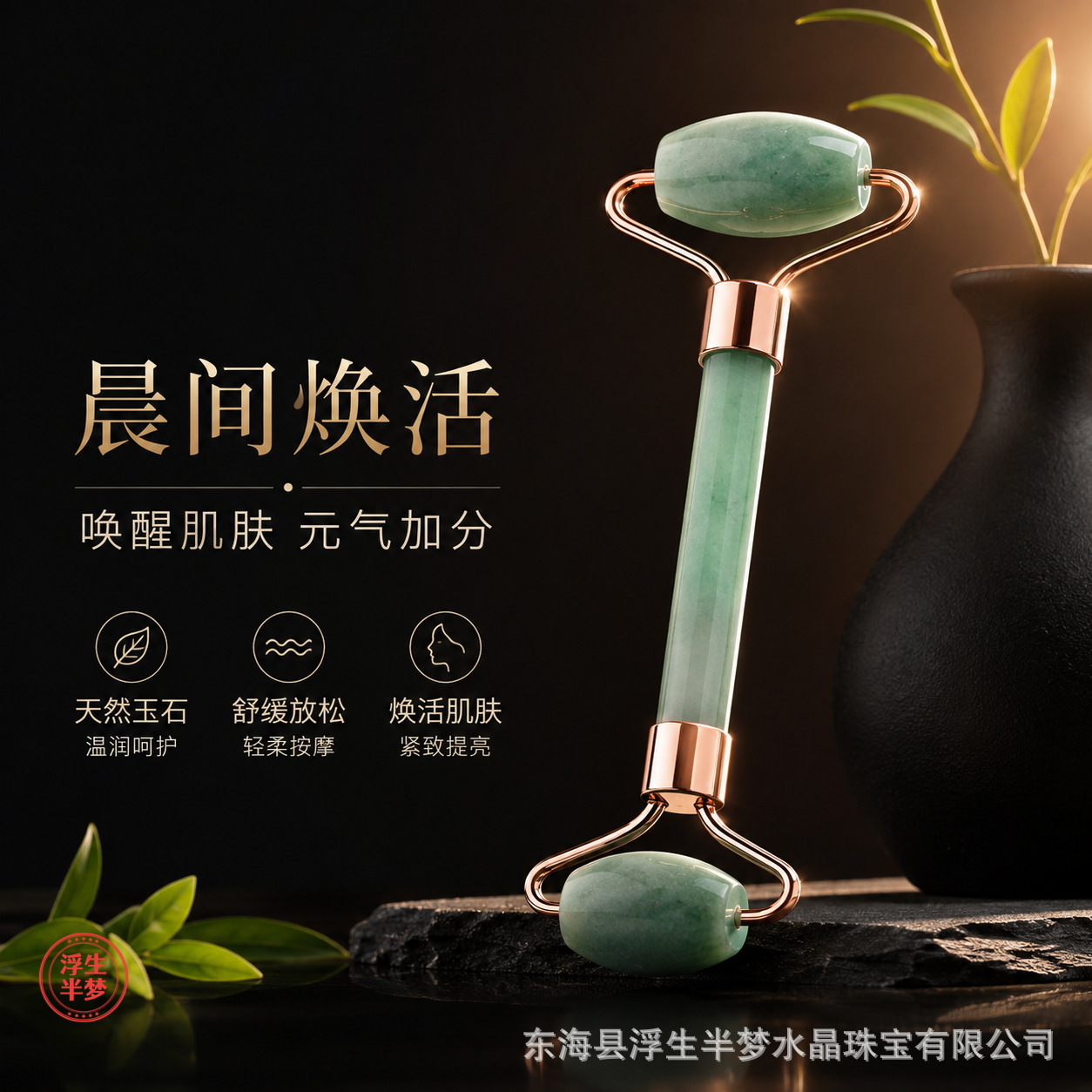 滚轮按摩器套装非玉石脸部滚轮按摩器面部美容刮脸双头按摩棒