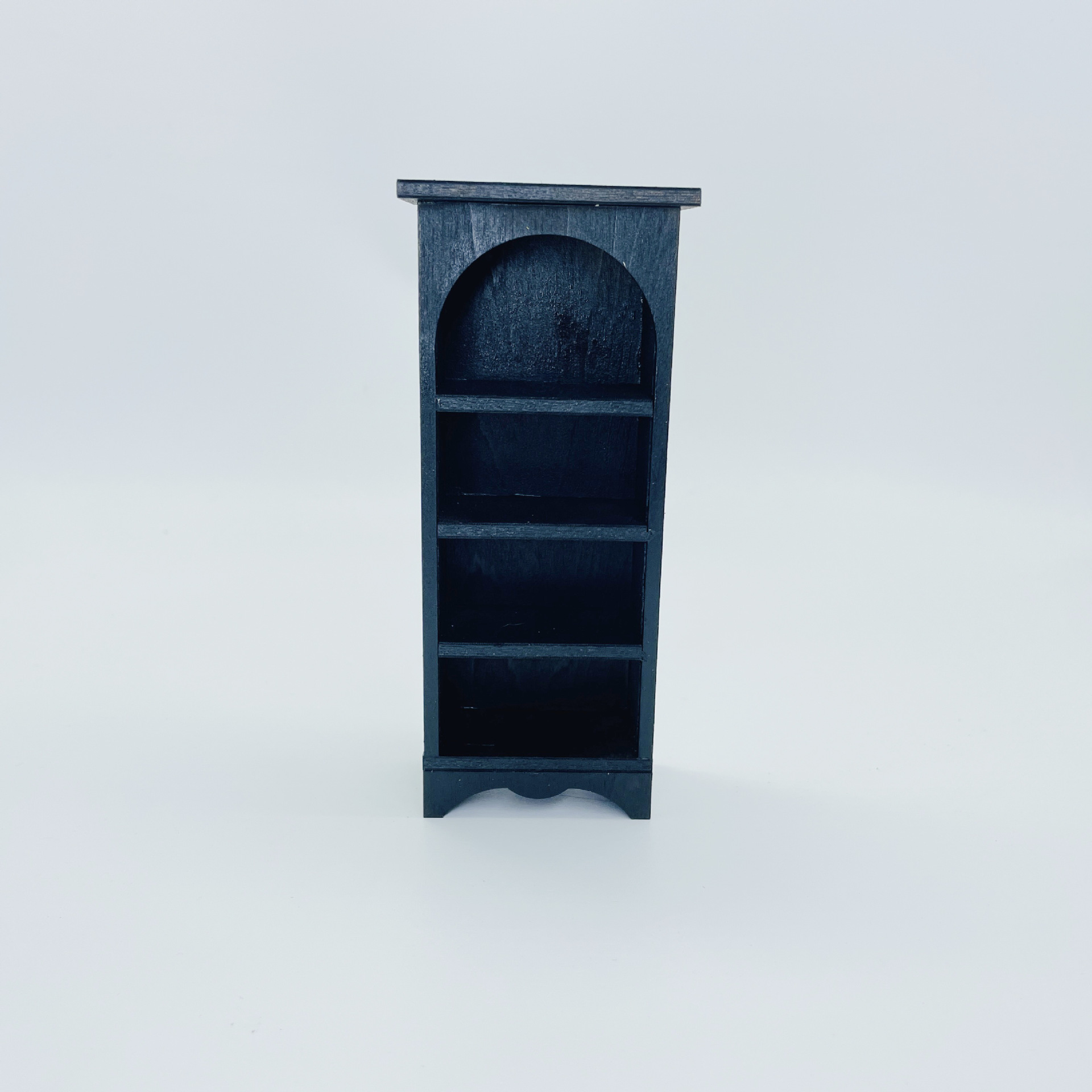 Dollhouse 12-point black wooden bookcase, miniature European-style furniture, BJD scene accessory, toy, realistic furniture.