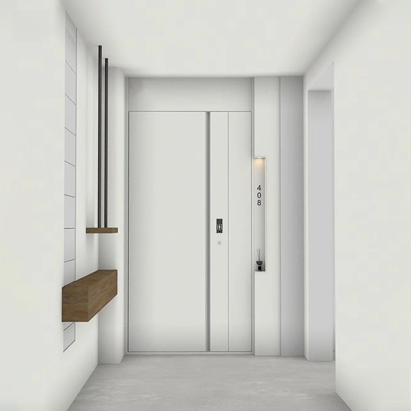 Cream-Style White Single-Panel Double Door for Home Use, Anti-Theft Entrance Door, Villa Main Entrance Door, Cast Aluminum Door, Single Door