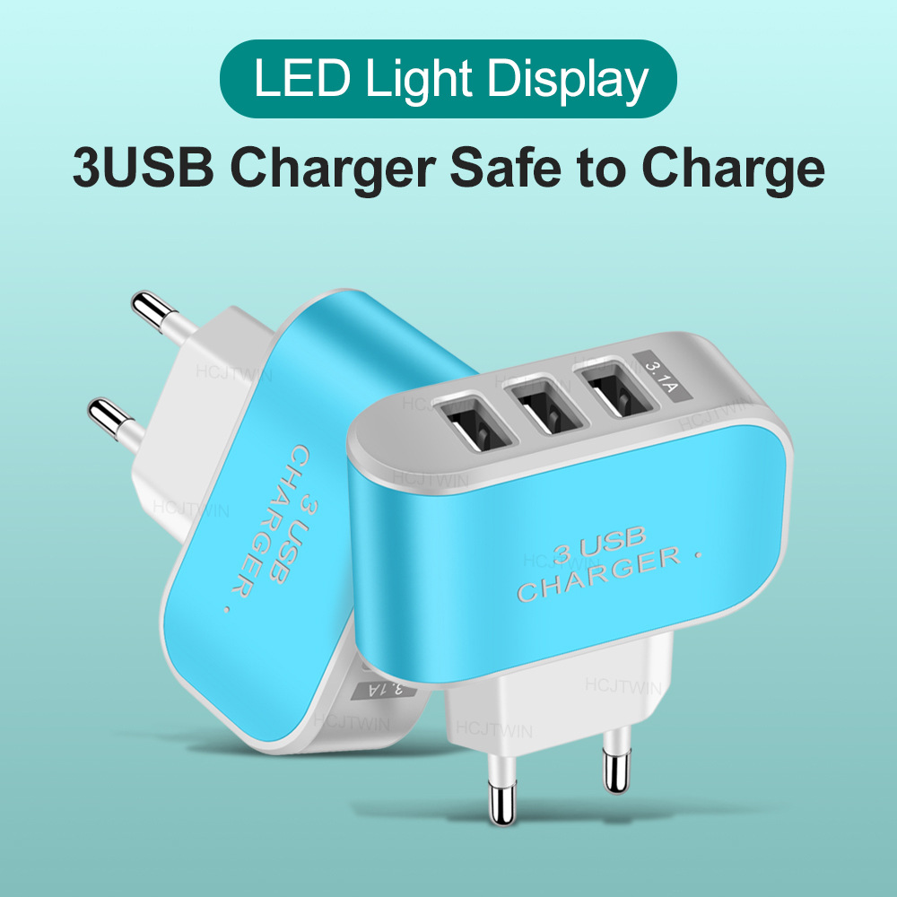 Creative Led Luminous 3 Plug Smart Multi-port Usb Charger display picture 16