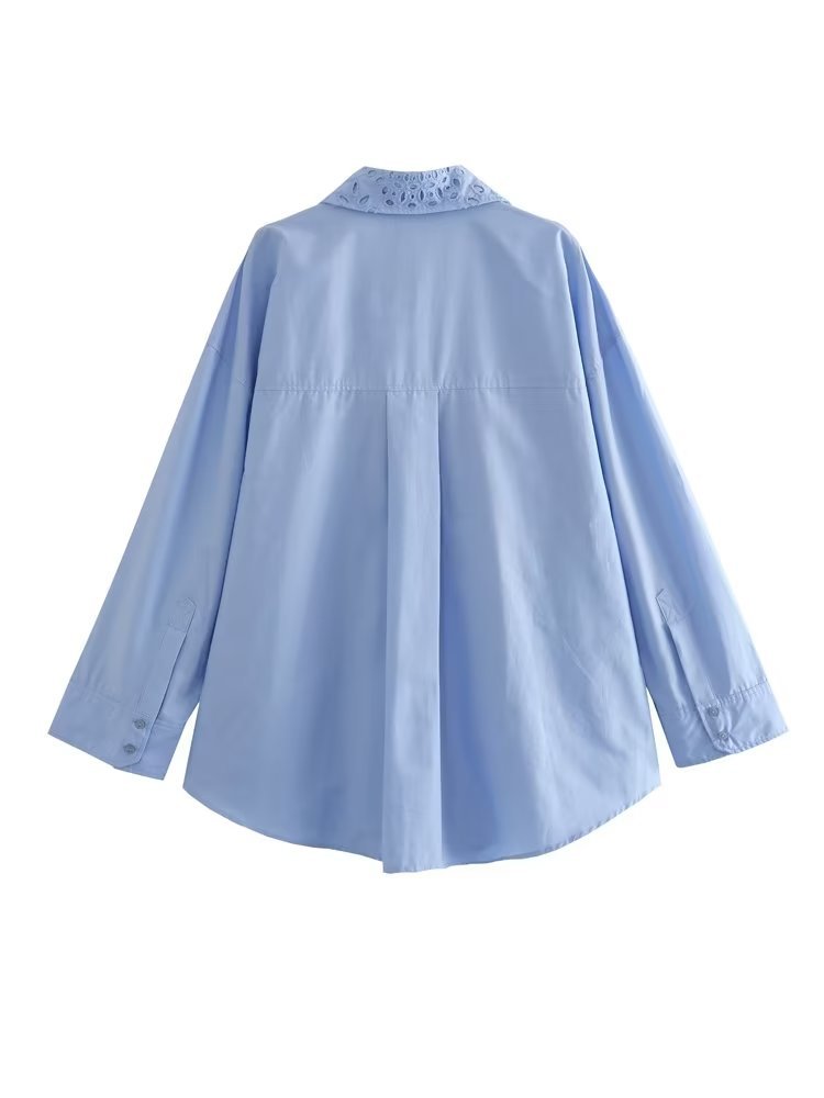 Blouse Tops Type Wholesale Women's Streetwear Solid Color Long Sleeve Printing Blouses