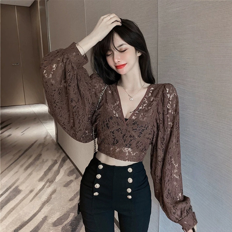 Thin, Slim-Fitting, Lace-Up, Sexy Backless V-Neck Batwing Sleeve Long-Sleeve Sun Protection Short Top for Women Thin, Slim-Fitting, Lace-Up, Sexy Backless V-Neck Batwing Sleeve Long-Sleeve Sun Protection Short Top for Women