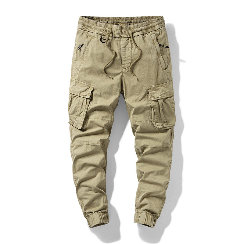 Joven hombre otoño nuevos pantalones de trabajo, pantalones casuales, pantalones de bolsillo simples, ropa de hombre elástica
