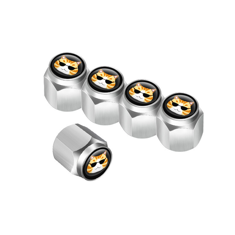 (2개) 자동차 타이어 도난 방지 밸브 캡 귀여운 고양이 로고 타이어 장식 방진 밸브 커버 도매