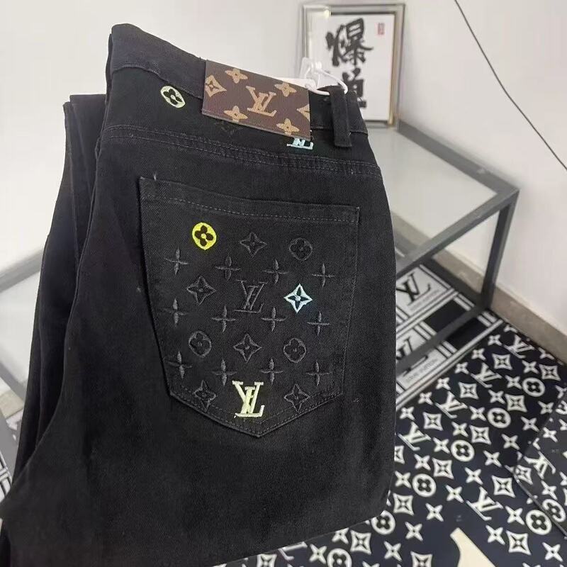 New Black Trendy High-End Casual Slim Fit Straight-Leg Stylish Men's Jeans