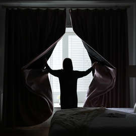 JUD5新款全遮光窗帘定 制素色双面绸缎酒店客厅卧室落地窗布料黑