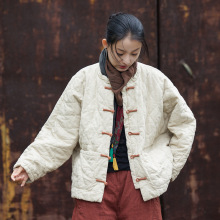 现货秋冬季新款夹棉太极禅修打坐棉袄棉服盘扣文艺个性风女式棉衣