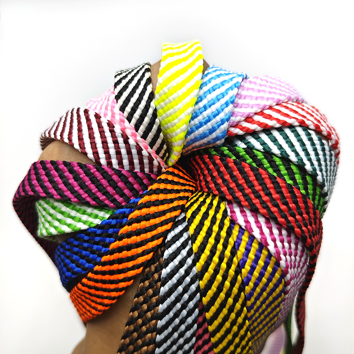 48 color 1cm poliéster de color zebra hueco cuerdas planas cuerdas huecas zapatos de ropa deportiva sombrero de dos colores cuerdas