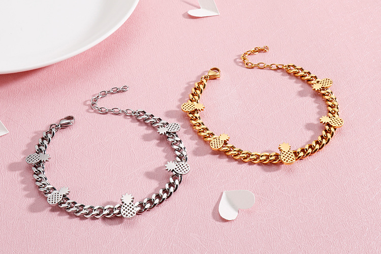 Fruit Pattern PVD Coated 18K Gold Plated Fruit Stainless Steel Fashion Waterproof Non Tarnish 304 Stainless Steel