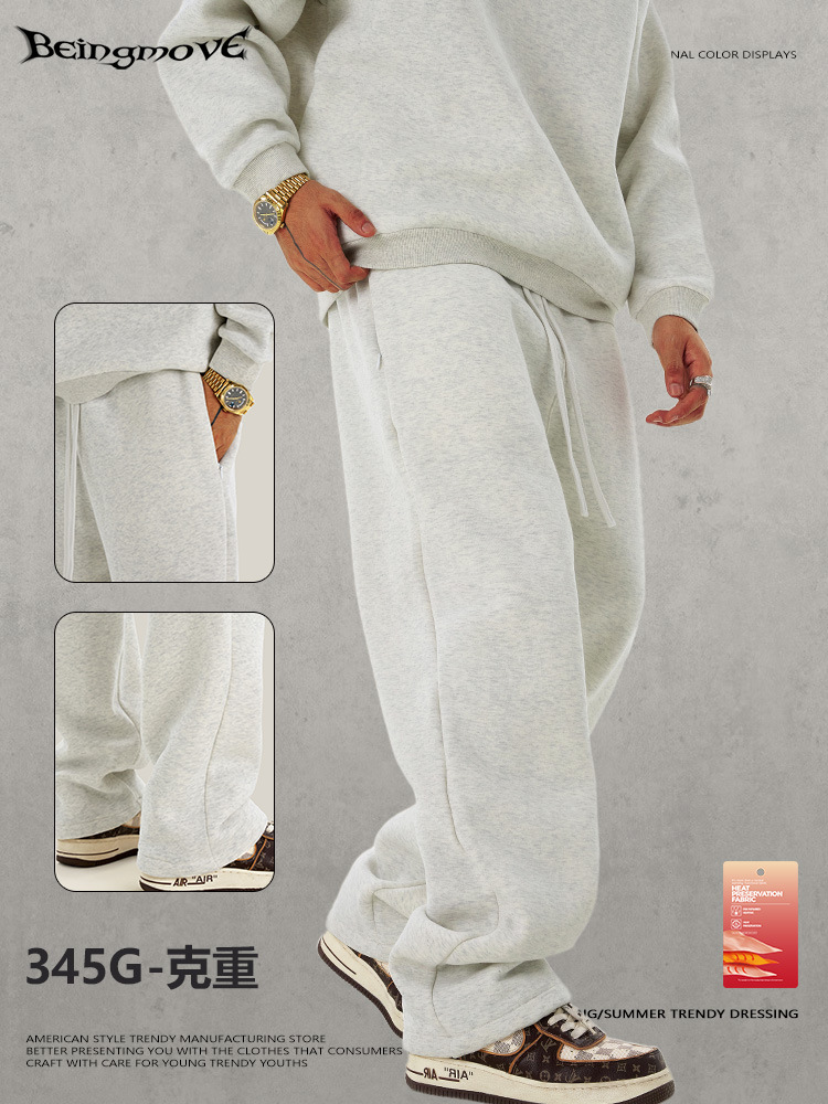 Pantalones deportivos de punto informales con forro polar, corte recto, cremallera invisible, de la marca BM, a la moda, para adolescentes, unisex.