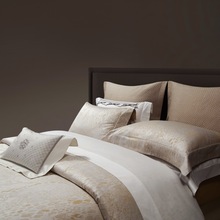 MAMO外贸出口100支双股色织提花全棉四件套 高级轻奢纯棉床单被套