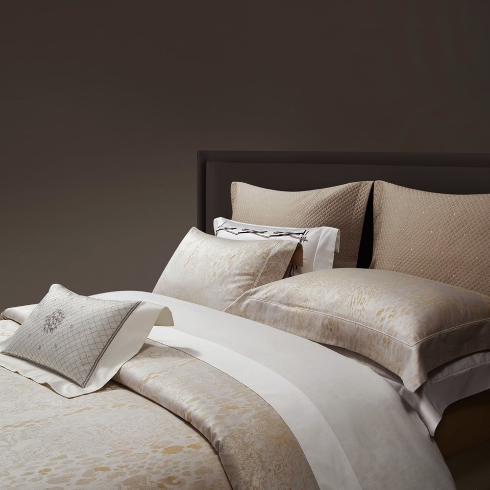 MAMO外贸出口100支双股色织提花全棉四件套 高级轻奢纯棉床单被套