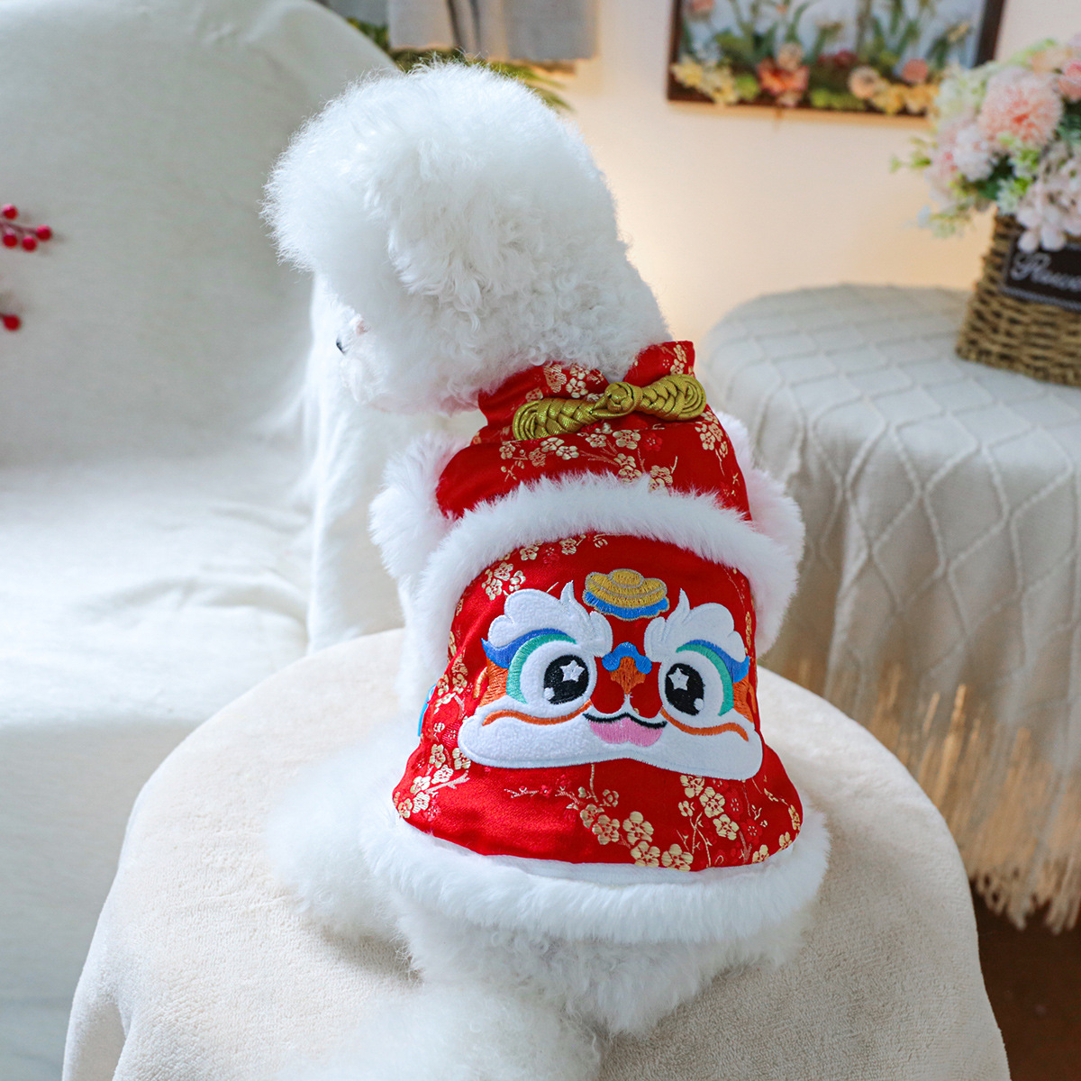 PTECIRCLE 애완 동물 서클 [재고 공장 직접 공급] 개 고양이 의류 의류 HUZI 새해 면 패딩 코트