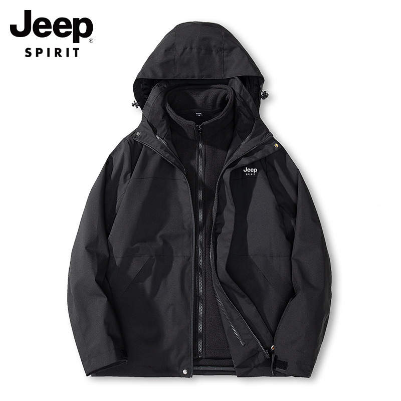 JEEP SPIRIT 신상품 남녀용 어썰트 재킷 의류 3종 2피스 세트 커플 아웃도어 재킷