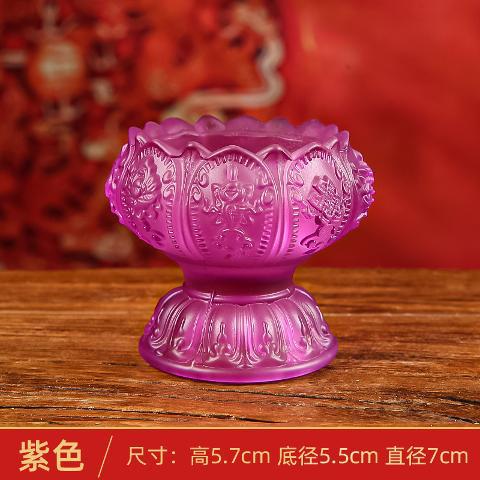 莲花灯烛台家用供灯佛前圣莲琉璃长明灯座酥油灯底座七彩玻璃灯座|undefined
