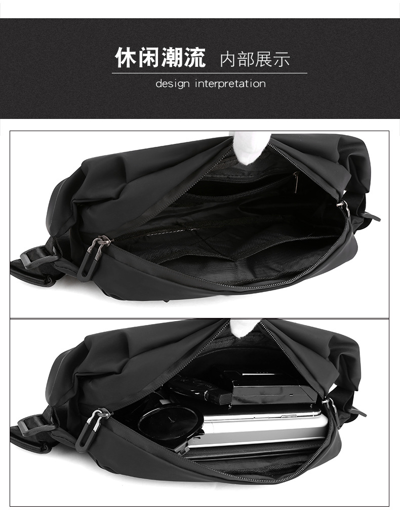 New cross-border men's waist bag, outdoor sports mobile phone bag, multi-functional large-capacity chest bag, casual single-shoulder crossbody bag undefined