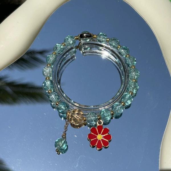 S060-Blue String Big Red Pendant Daisy Bracelet #SZ531