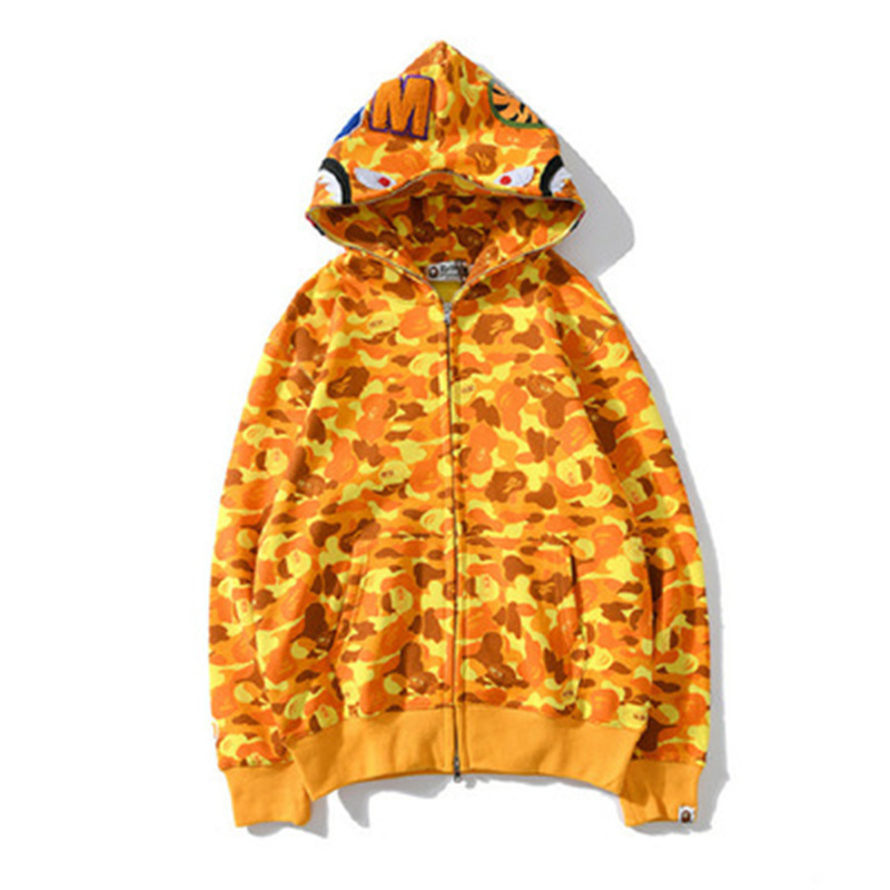 2025 [健康布] 3D デジタル印刷 Bape ブランド シャークヘッド スウェットシャツ メンズ カップル ジッパー カーディガン ベルト付き|undefined